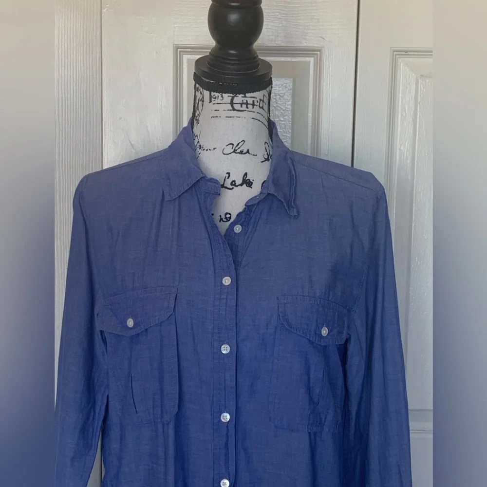 J. Crew Blue Chambray Long Sleeve Button Down Shirt